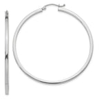 14K White Gold Polished Square Hoops with Rhodium Finish Sophia Jewelers