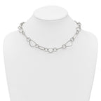 Sterling Silver Polished Triangle Round and Oval Link 17.5 inch Necklace