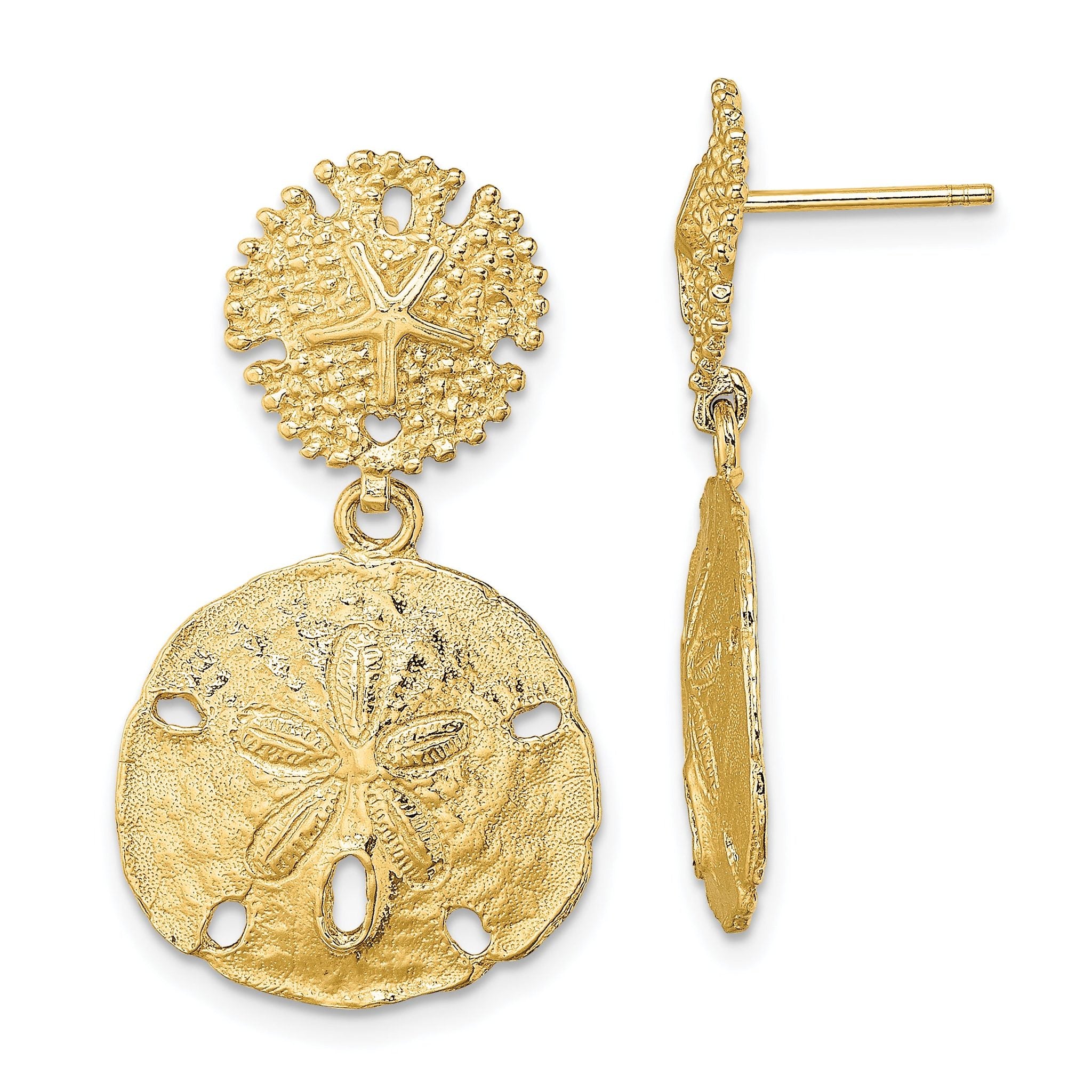 14K Double Sand Dollar Dangle Earrings Main image