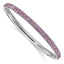Stainless Steel Polished Light Purple Crystal Rounded Bangle Bracelet for Women