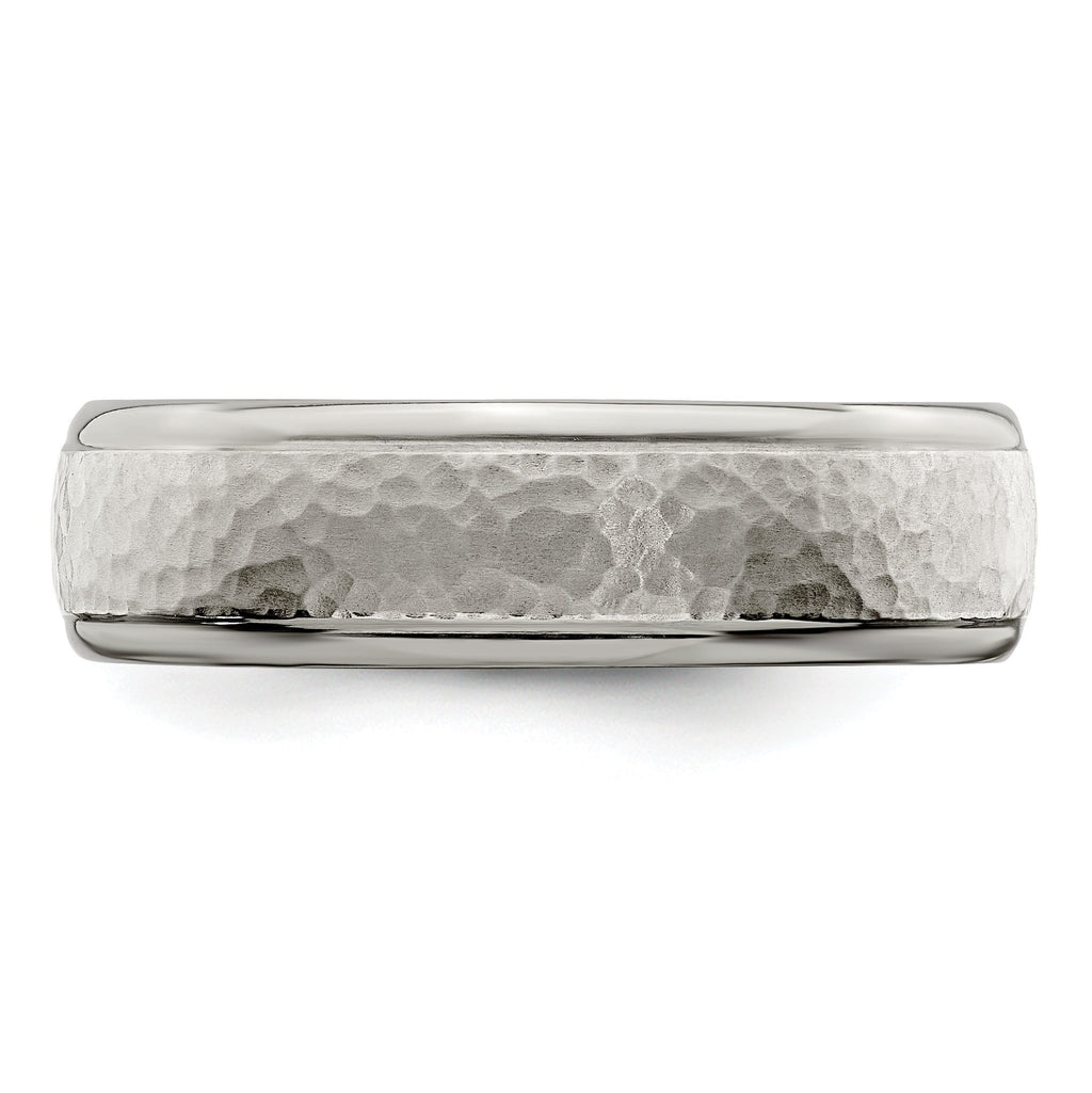 Edward Mirell Titanium Brushed & Polished Hammered 7mm Band
