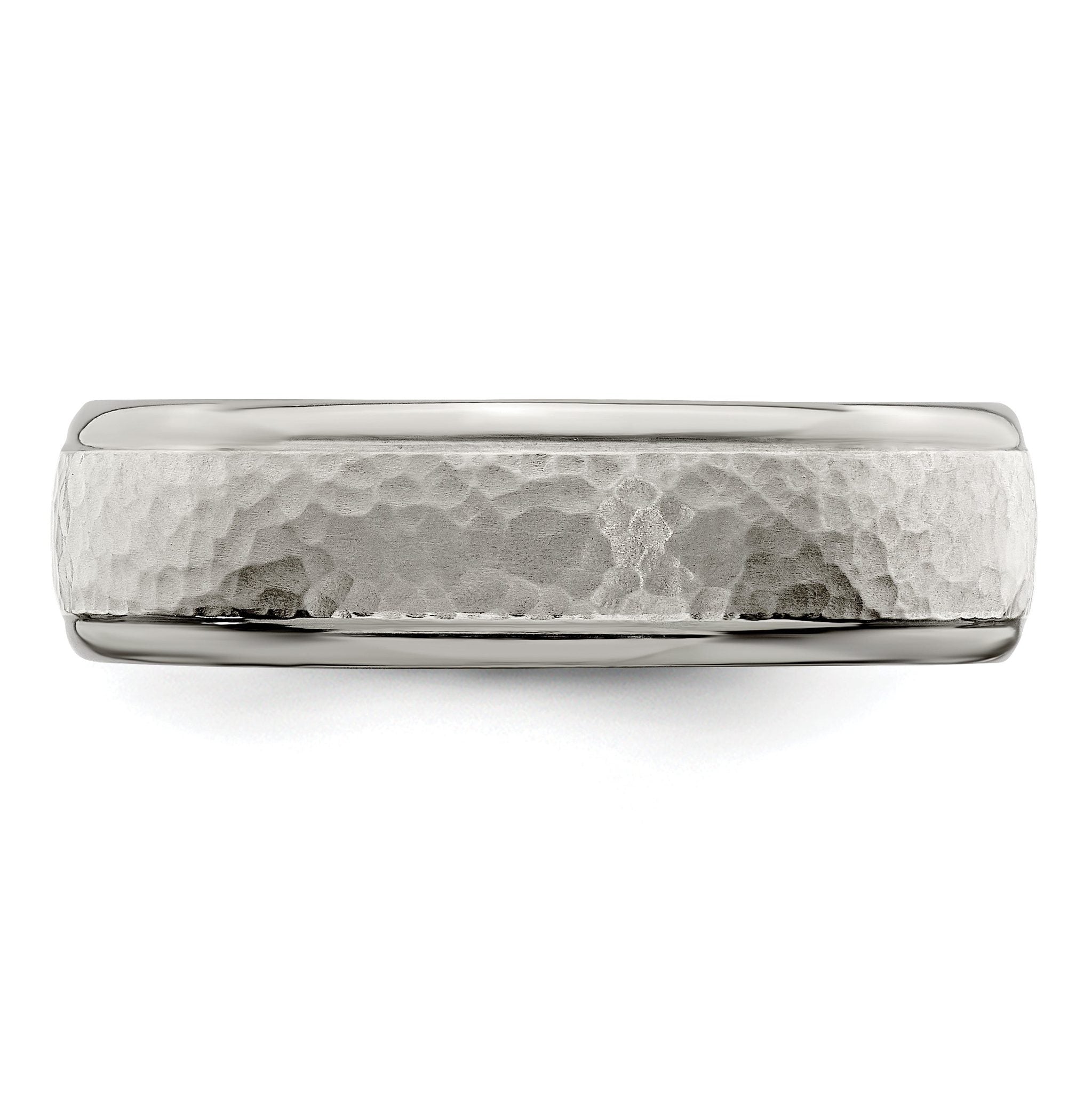 Edward Mirell Titanium Brushed & Polished Hammered 7mm Band