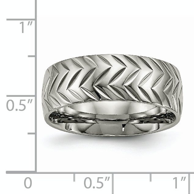 Diamond-Cut Wedding Band in Titanium, 8mm