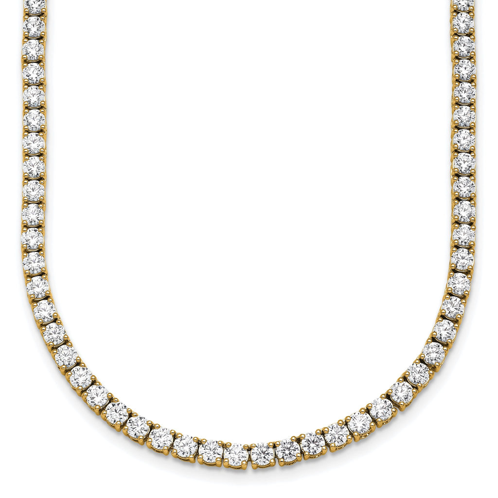 14k 13 1/2 carat Lab Grown Diamond VS/SI+ G+ Complete Round 18 inch Straight Tennis Necklace