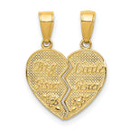 14K Gold Big Sister-Little Sister Break-Apart Charm  Solid, Gift-Ready, Themed Design