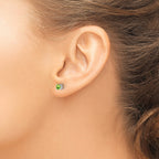 Sterling Silver 4mm Peridot Stud Earrings with Polished Rhodium Finish