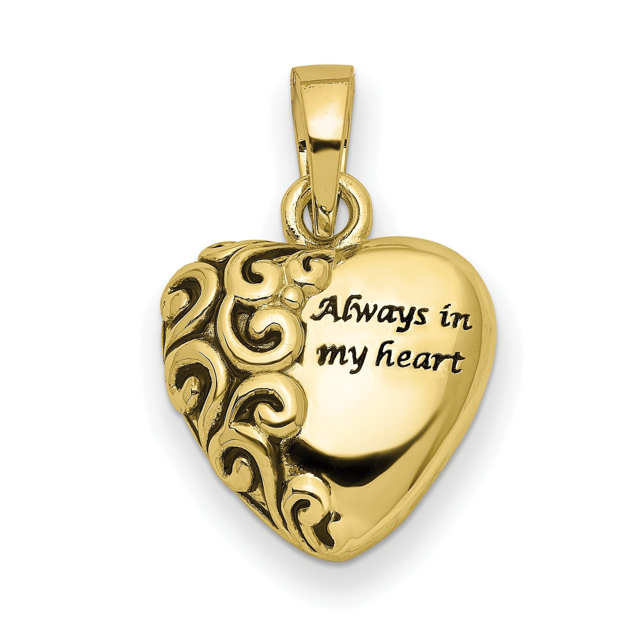 10K Gold Heart Ash Holder Pendant with Polished Finish and Gift Box Main image
