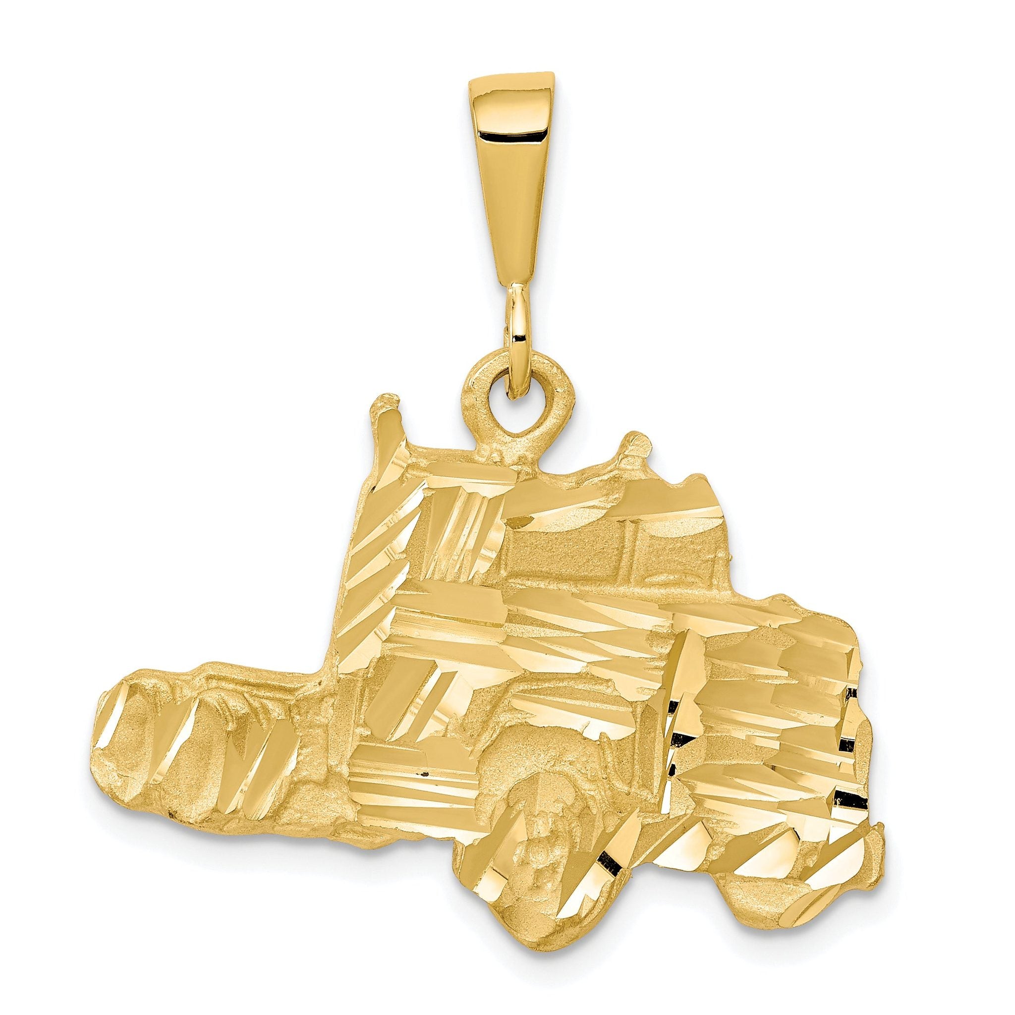 10K Gold Diamond-Cut Semi Truck Charm with Polished Finish  Bold and Unique Statement