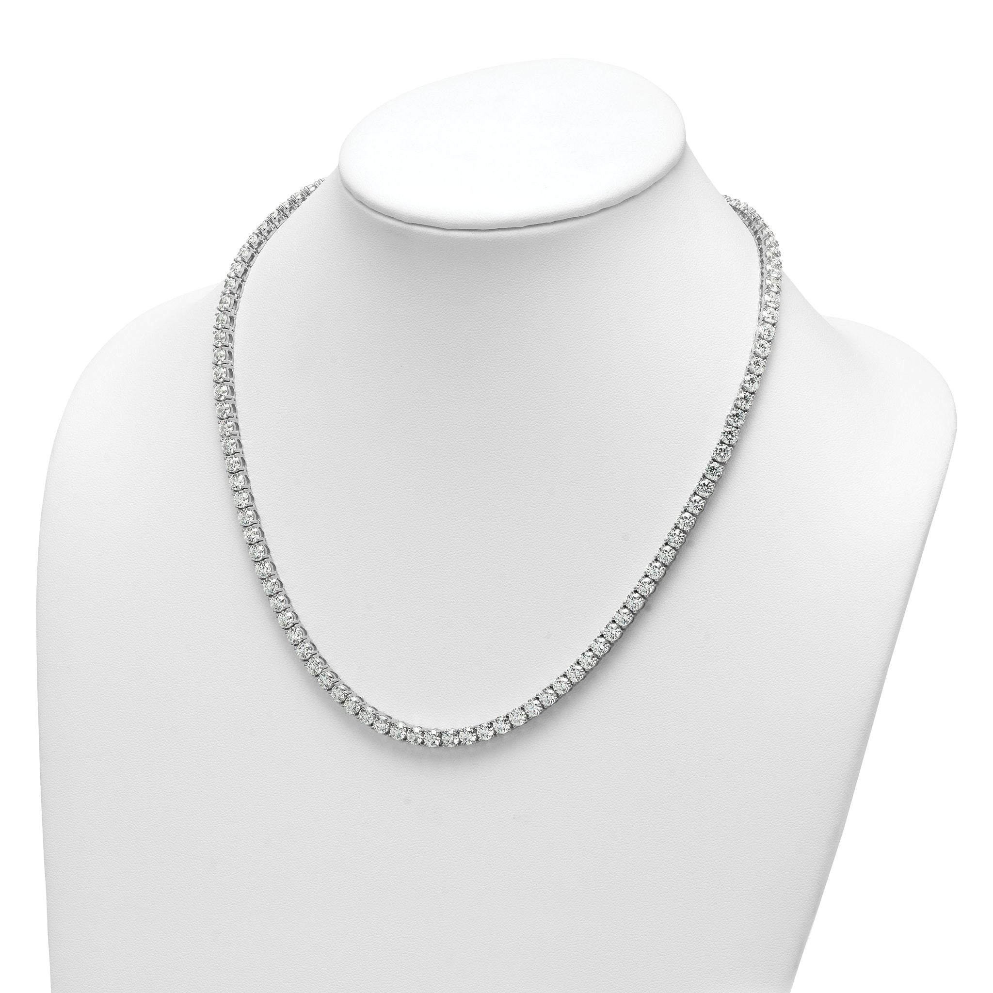 14k White Gold 36 carat Lab Grown Diamond VS/SI+ G+ Complete Round 20 inch Straight Tennis Necklace