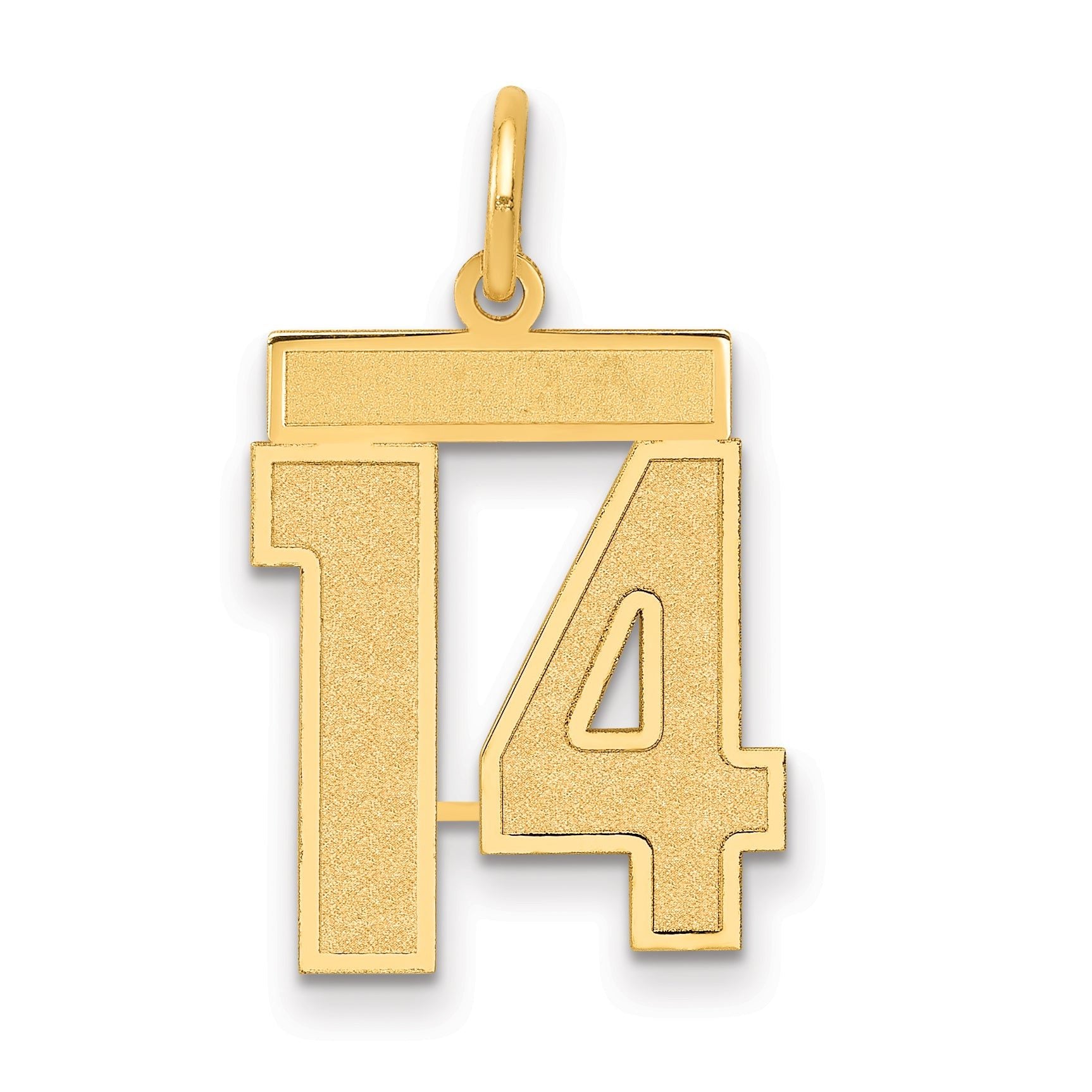 14K Gold Satin Finish Number 14 Charm Laser Cut Elegance by Sophia Jewelers Main image