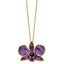 24K Gold-trim Lacquer Dipped Purple Real Dendrobium Orchid 20 inch Gold-tone Necklace