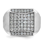 14k White Gold Mens Polished and Satin Cluster Ring Mounting, Mounting Only