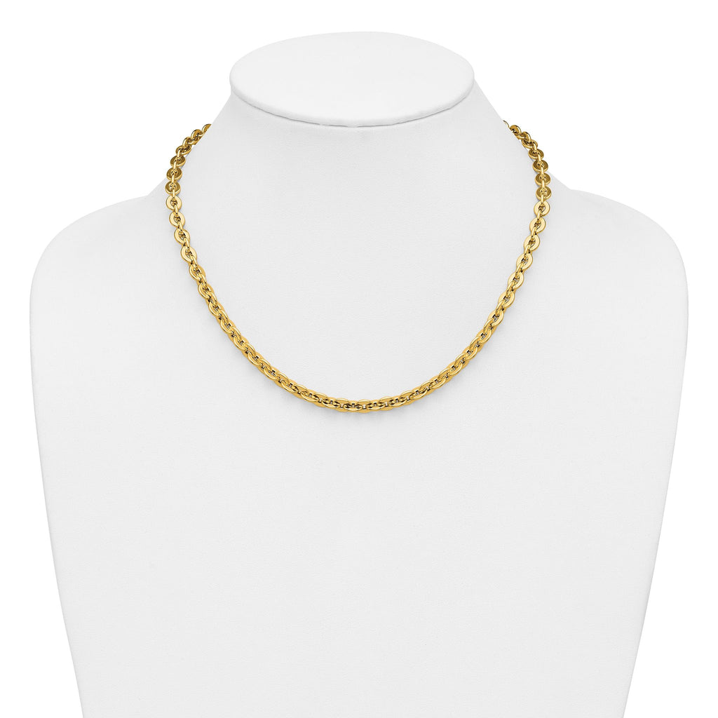 14K Polished Fancy Round Link Necklace