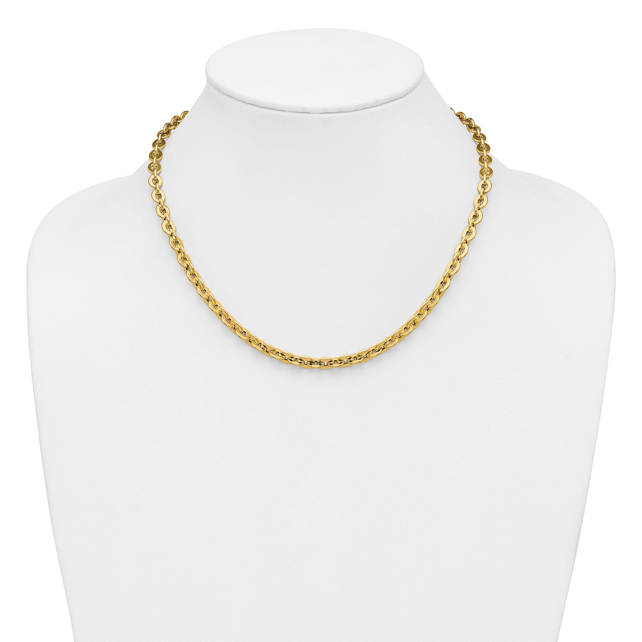 14K Polished Fancy Round Link Necklace