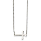 Sophia Jewelers Unisex Polished Stainless Steel Sideways Cross Necklace