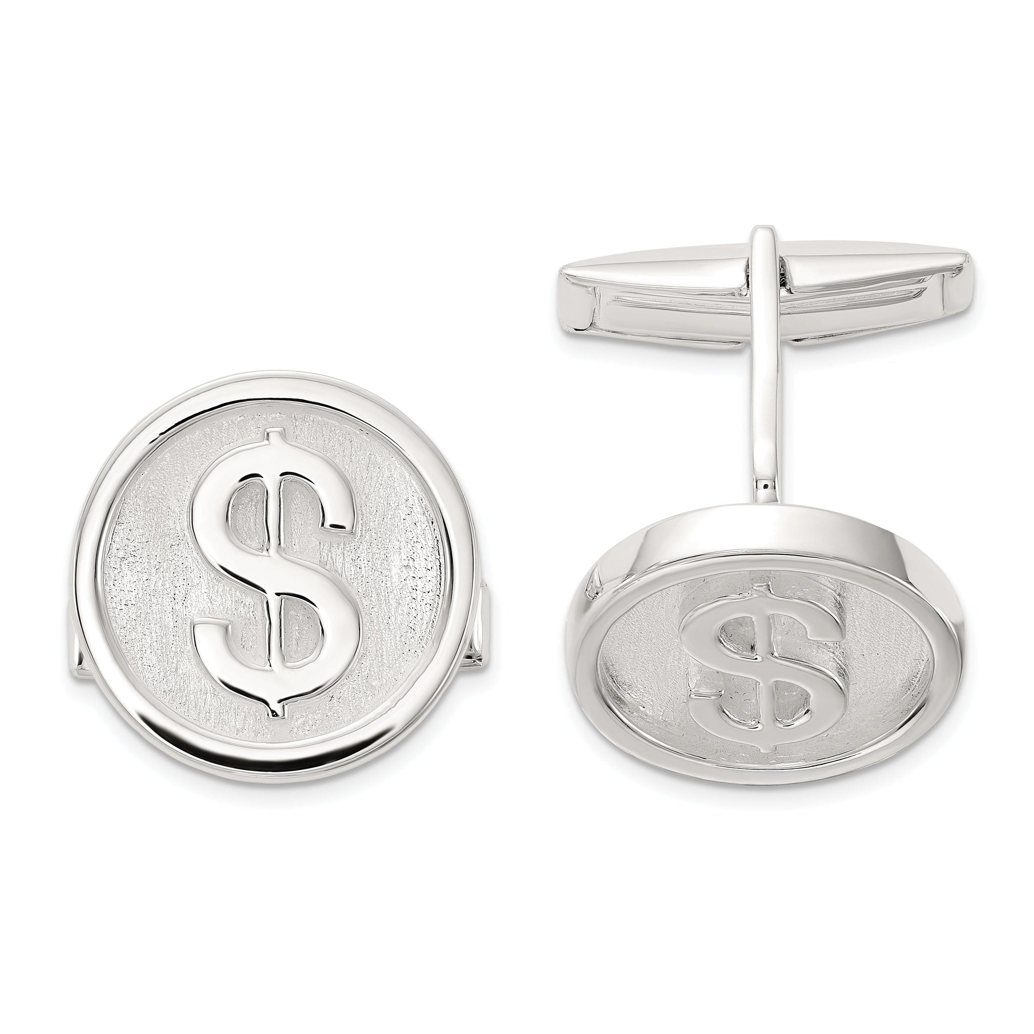 Sterling Silver Dollar Sign Cuff Links