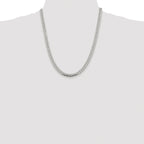 Sterling Silver Rhodium-plated 6.4mm Polished Domed Curb Chain