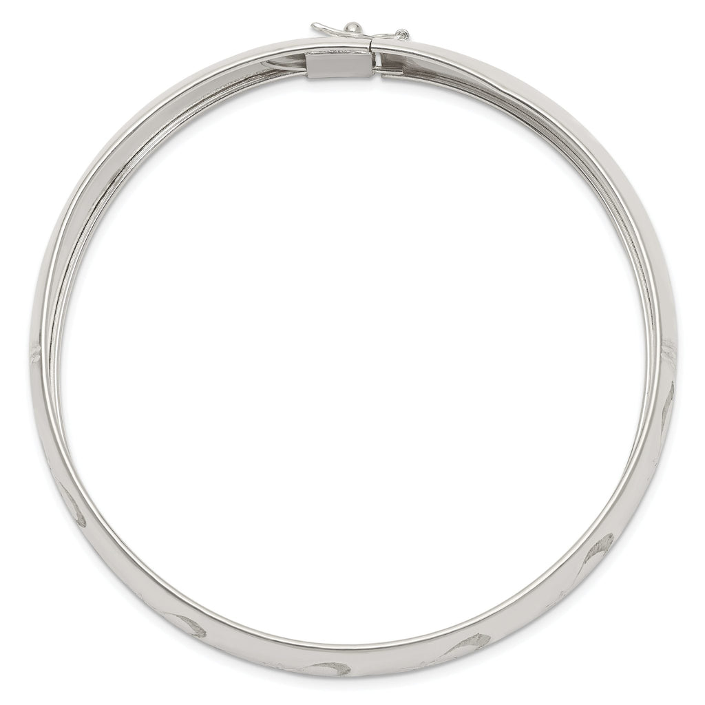 Sterling Silver 925 Adjustable Bangle with Polished Textured Design