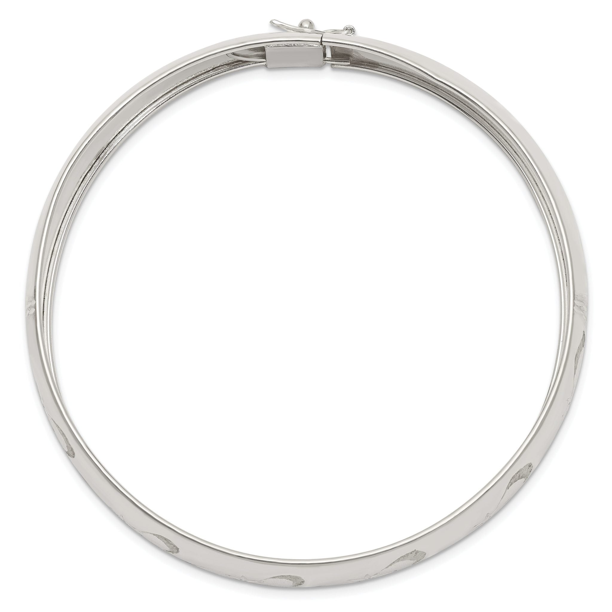Sterling Silver 925 Adjustable Bangle with Polished Textured Design