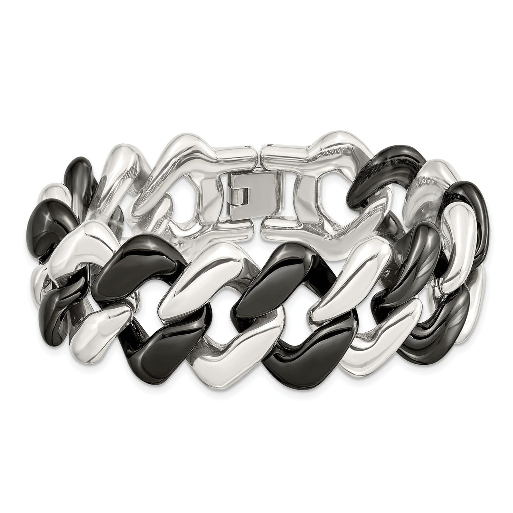 Stainless Steel Polished with Black Ceramic Bracelet