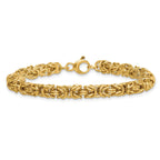 14K Polished 5.75mm Fancy Rounded Byzantine Link 7.5 inch Bracelet