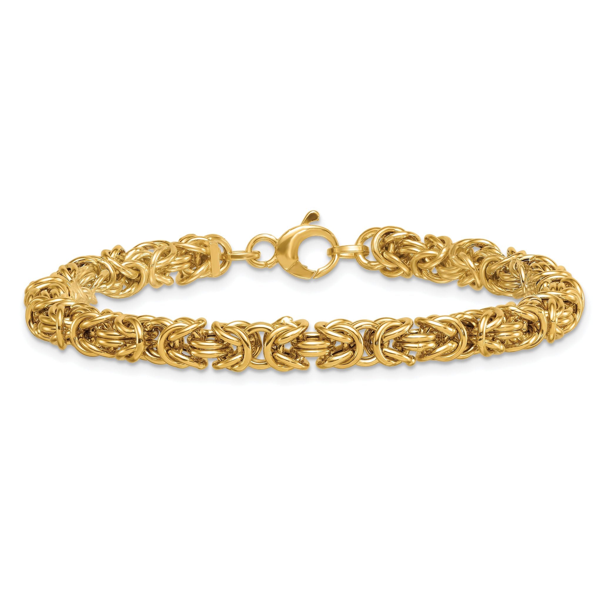 14K Polished 5.75mm Fancy Rounded Byzantine Link 7.5 inch Bracelet