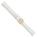 Smooth Leather Watch Band in White with Gold-Tone Buckle, 20mm