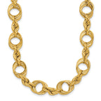 14K Polished Fancy Circle and Rope Link Necklace