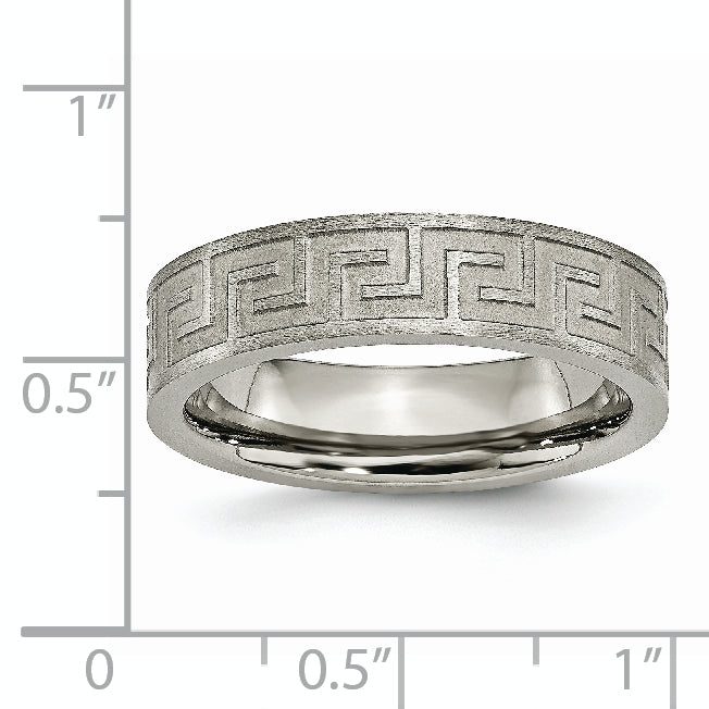 Greek Key Wedding Band in Titanium, 6mm
