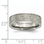 Greek Key Wedding Band in Titanium, 6mm