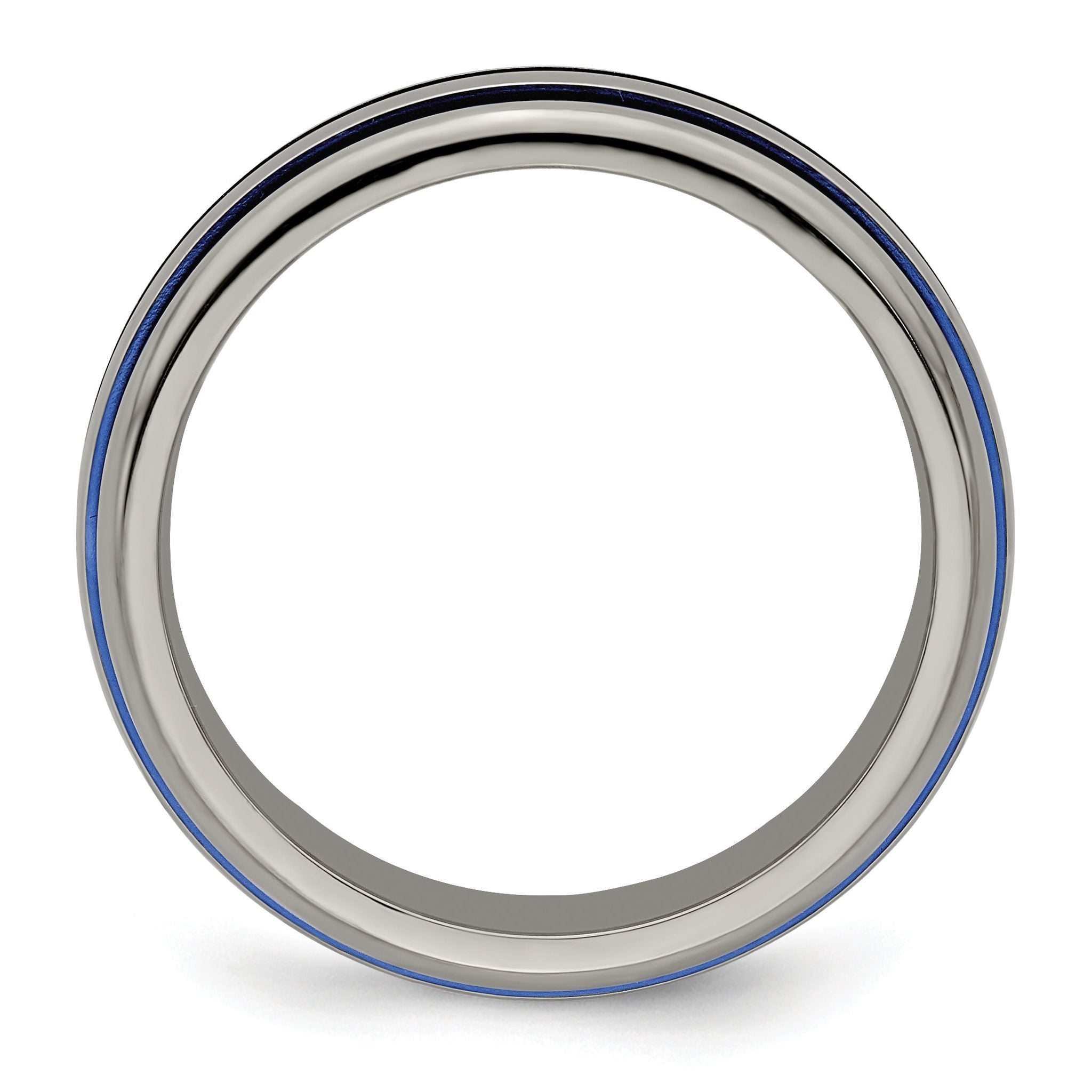 Titanium Wedding Band with Blue Anodized Grooves Polished Finish Secondary image