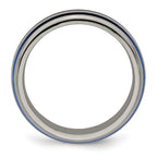 Titanium Wedding Band with Blue Anodized Grooves Polished Finish