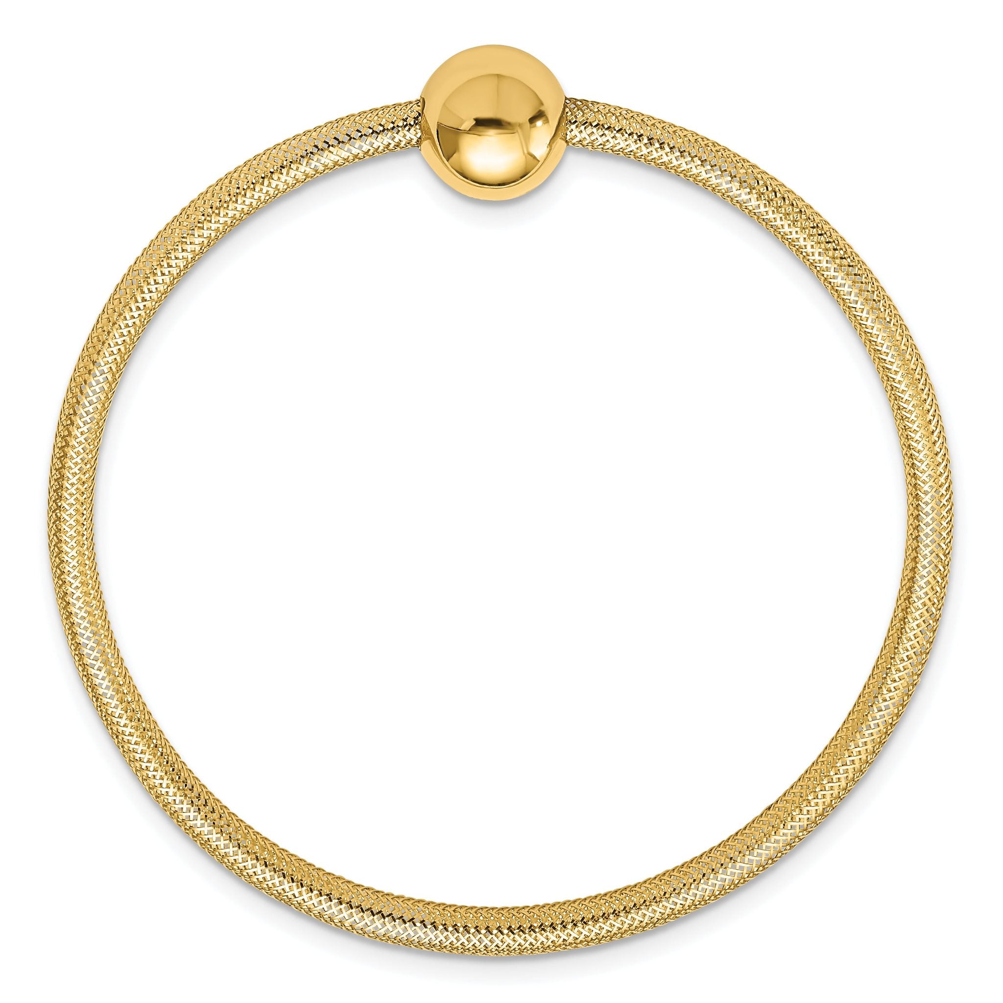 14K Polished with Bead Stretch Bracelet Secondary image