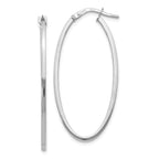 14K White Gold Polished Oval Hoop Earrings