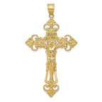 14K Gold Fleur De Lis Crucifix Pendant Elegant Themed Design
