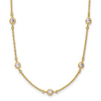 14K Polished CZ Station with 2in ext. Necklace