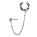 Stainless Steel Polished & Antiqued Cubic Zirconia Ear Climber Earrings for Women