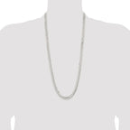 Sterling Silver Rhodium-plated 6.75mm Concave Beveled Curb Chain