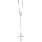 Sterling Silver 925 Polished Rosary Necklace 18 Women's Elegant Design