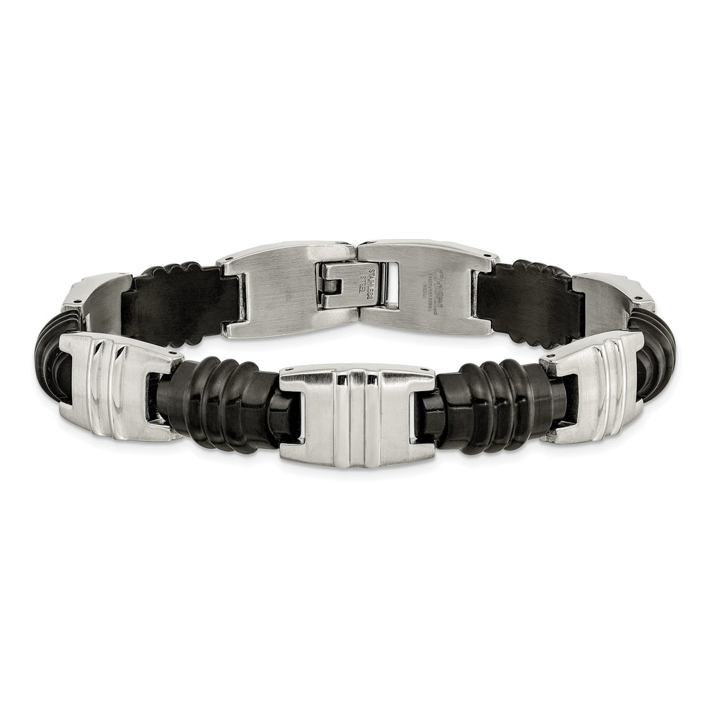 Stainless Steel Brushed and Polished Black IP-plated Bracelet for Men