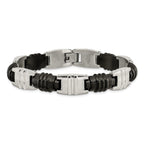 Stainless Steel Brushed and Polished Black IP-plated Bracelet for Men