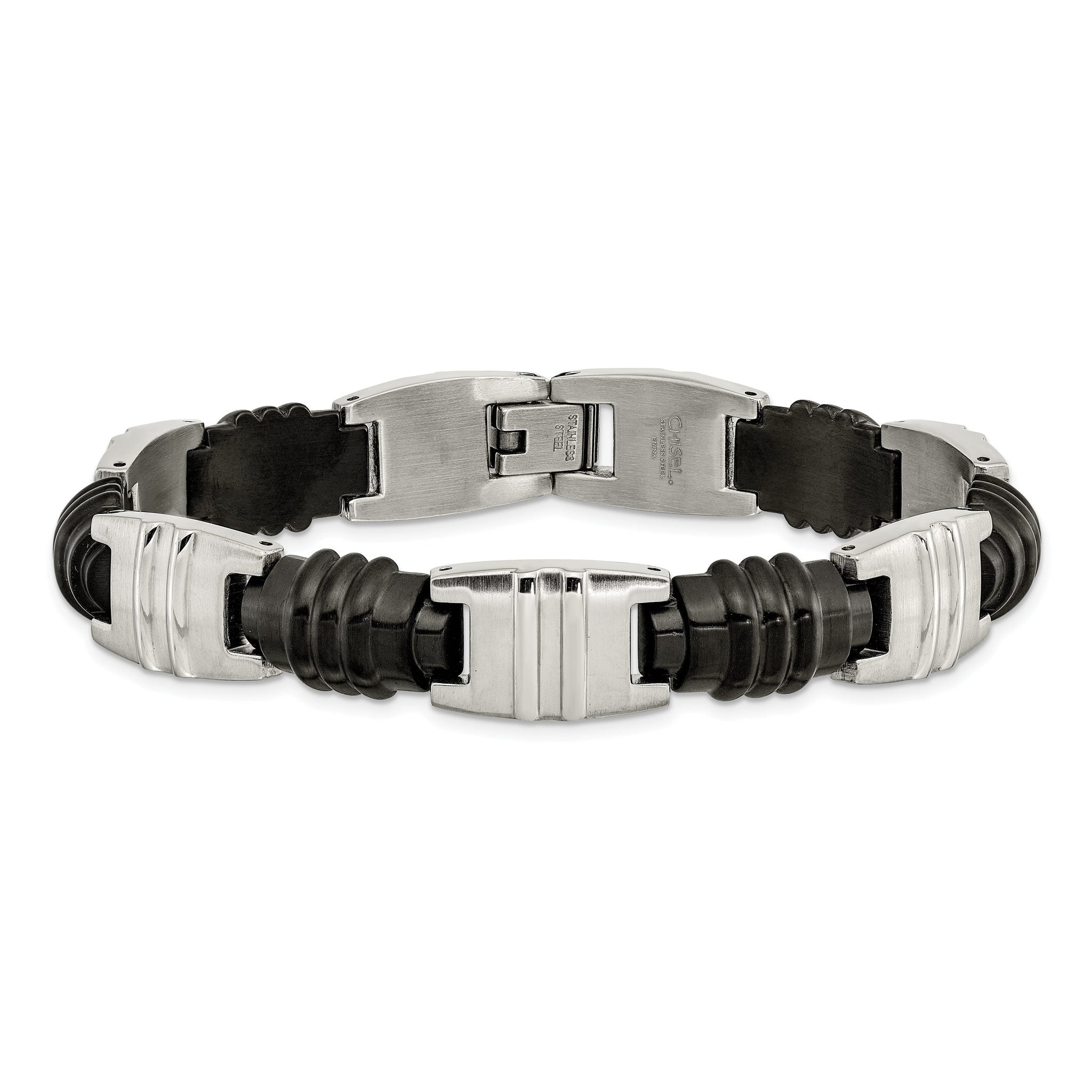 Stainless Steel Brushed and Polished Black IP-plated Bracelet for Men