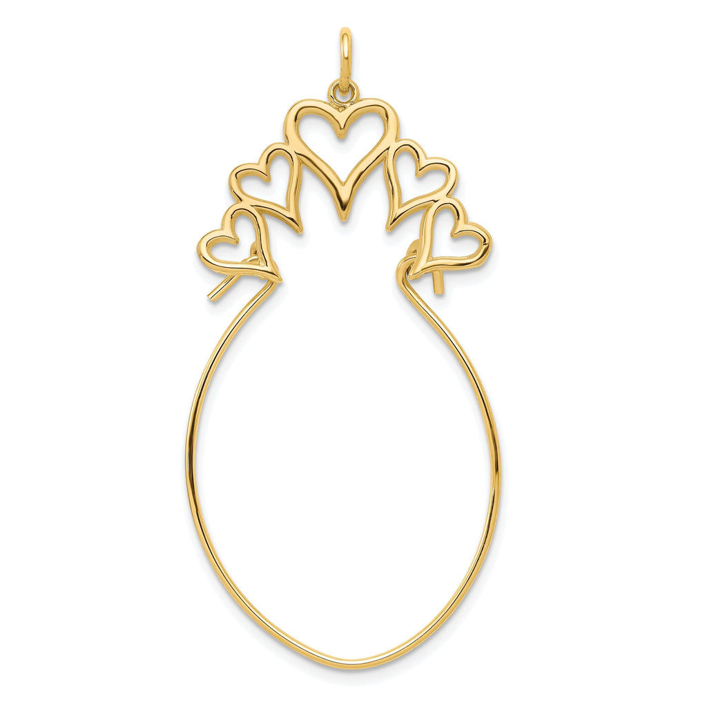 10K Gold 5 Hearts Charm Holder with Polished Finish Elegant Design