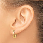 10K Gold Diamond-Cut Round Hoop Earrings with Polished Finish