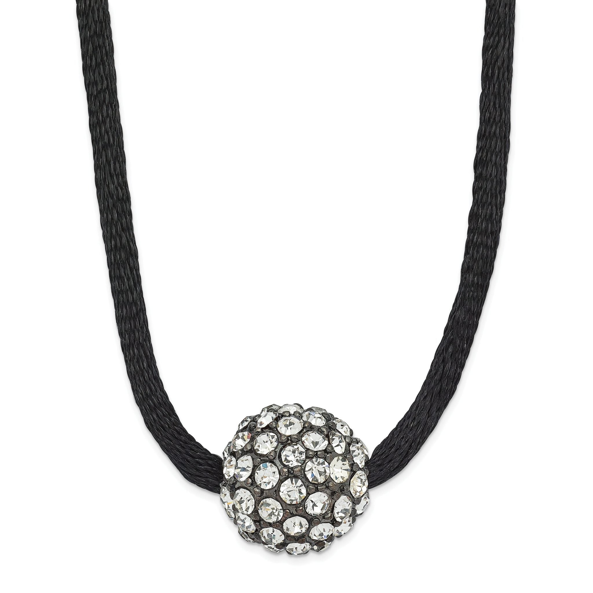 Black-Plated Glass Bead Ball Necklace in Fashion Metal Main image