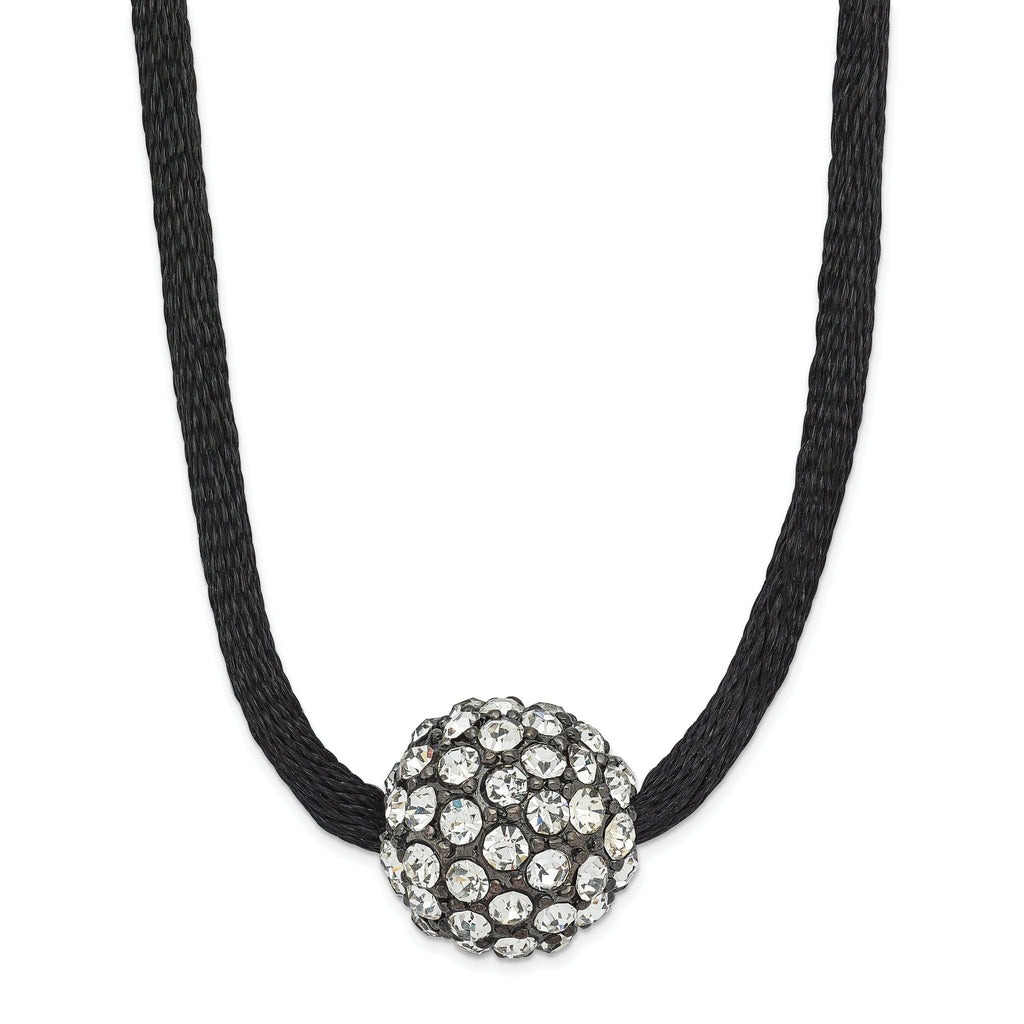Black-Plated Glass Bead Ball Necklace in Fashion Metal