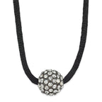 Black-Plated Glass Bead Ball Necklace in Fashion Metal