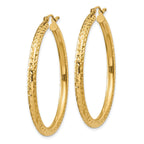 14k Diamond-cut 3mm Round Hoop Earrings