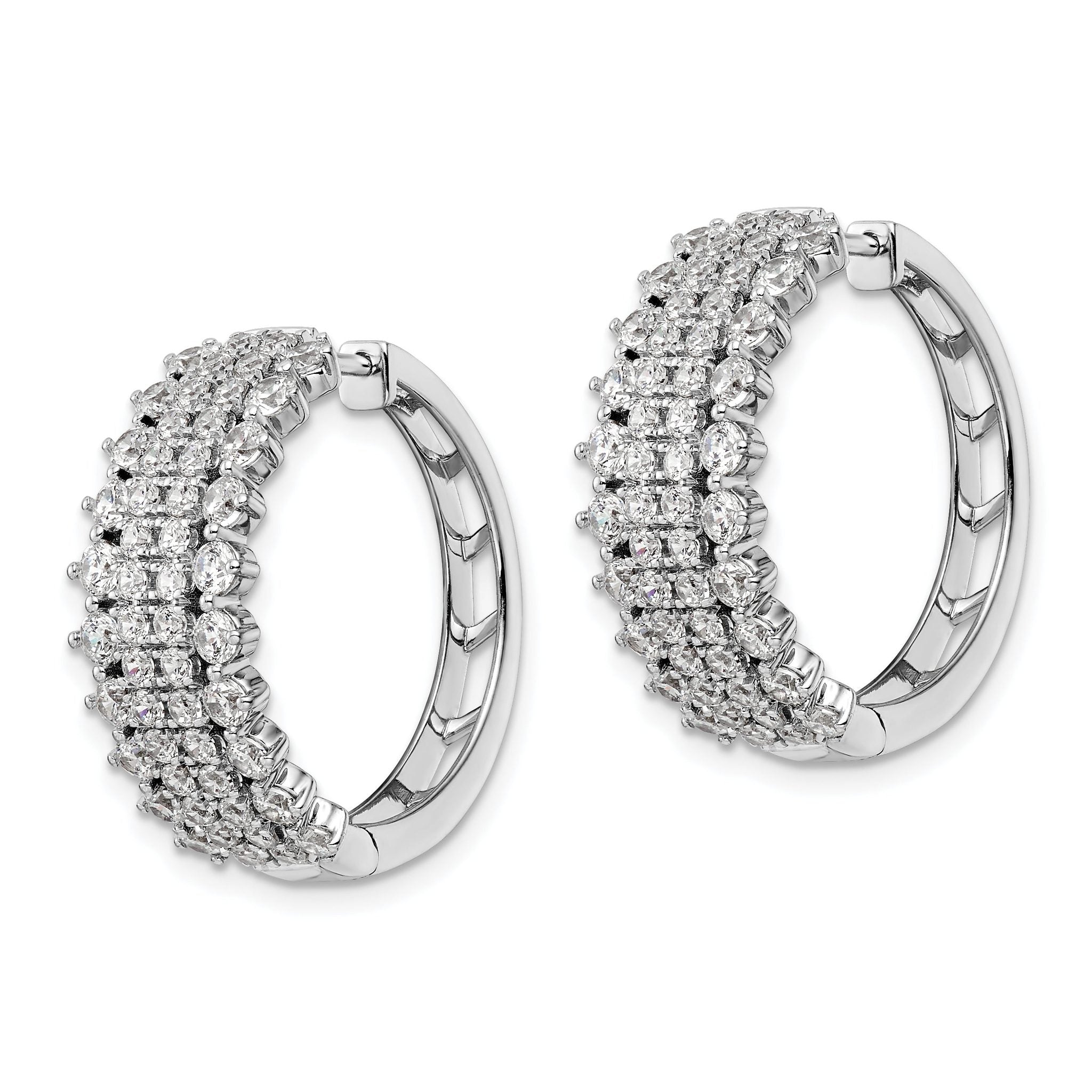 14k White Gold 3 carat Lab Grown Diamond VS/SI+ G+ Complete Hinged Hoop Earrings Secondary image
