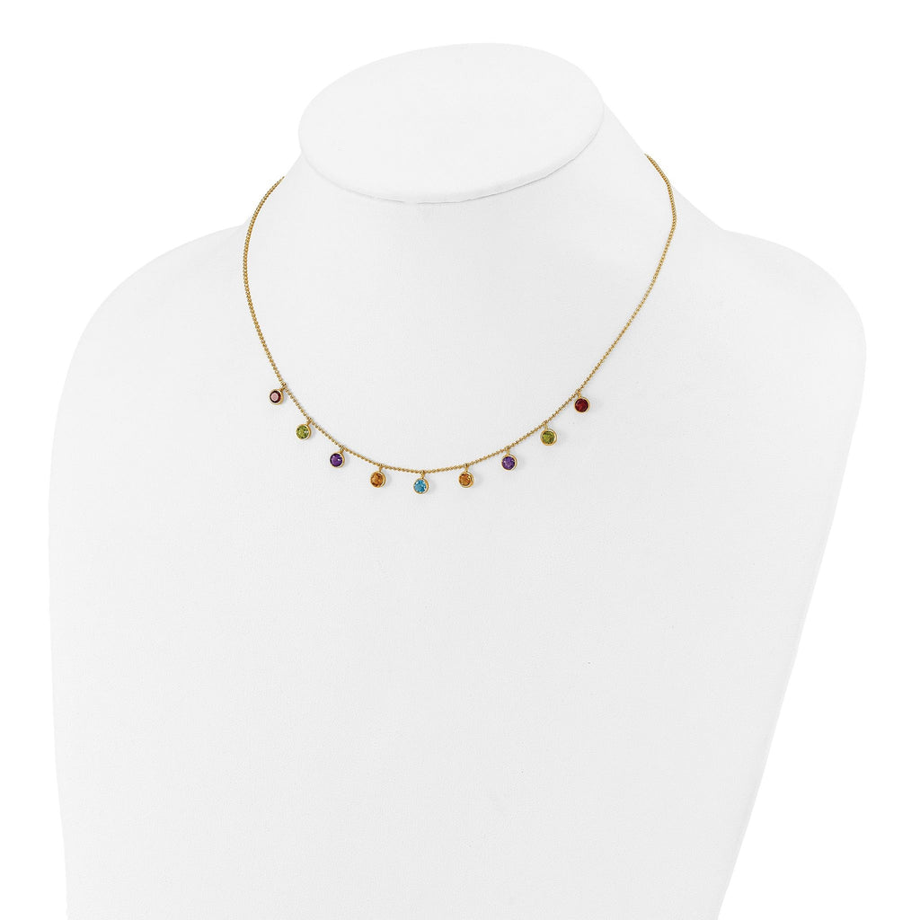 14K Amethyst/Citrine/Garnet/Peridot/Blue Topaz 16 inch Necklace Plus 2 inch Extender